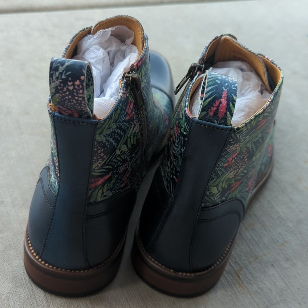 Thatcher Finch Men's Blue Floral Patterned Luxury Derby Dress Boots Size 11 - Picture 7 of 9